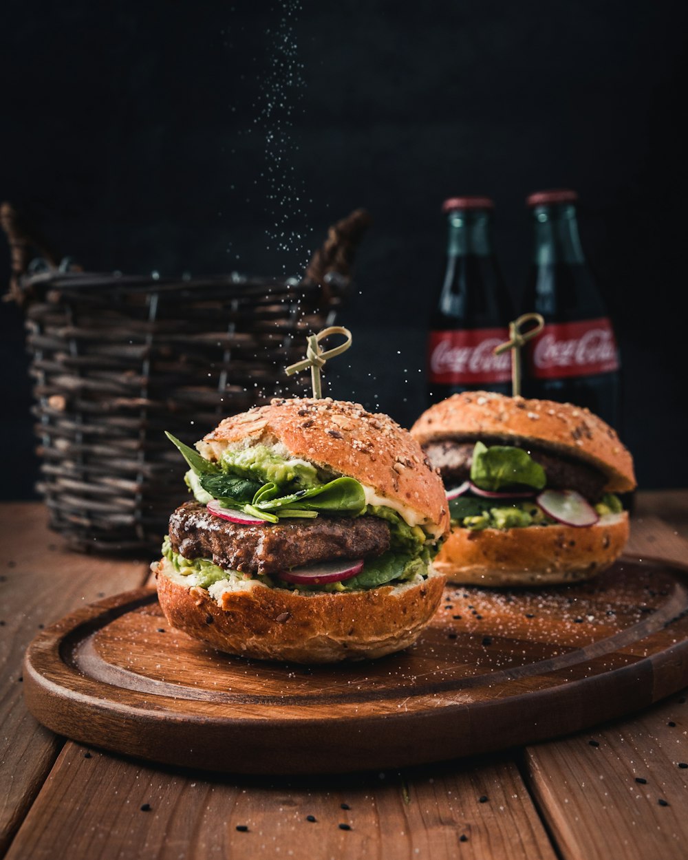 Gourmet burger with fries